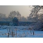 Remise im Schnee, Park von Haus Meer. Foto: Eri Krippner